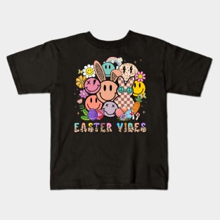 Easter Vibes Hippie Groovy Cute Bunny Ears Kids T-Shirt